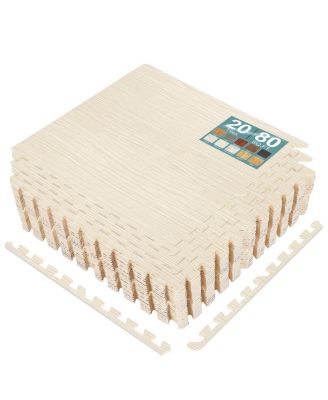 80 Sq. Ft. Interlocking EVA Foam Wood Grain Floor Tiles 3/8-Inch Thick with Borders