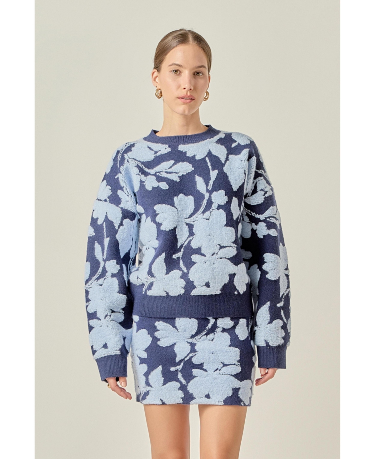 English Factory Women's Fuzzy Flower Sweater