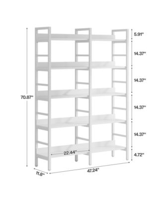 5-Tier Industrial Bookshelf, 71”H x 47”W Etagere Bookcase, Freestanding Double Wide Book Shelf for Storage and Display