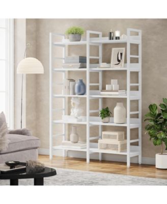 5-Tier Industrial Bookshelf, 71”H x 47”W Etagere Bookcase, Freestanding Double Wide Book Shelf for Storage and Display