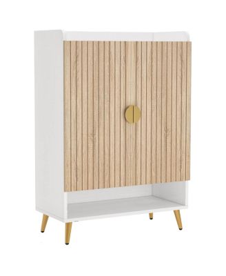 Shoe Organizer Cabinet with Doors and Shelf