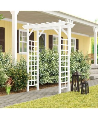 Dura-Trel Providence Arbor 64" x 85" PVC Outdoor Garden Arch Trellis, White