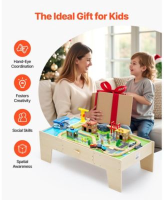 62-Piece Train Table with Storage Drawer & Multi-Activity Top