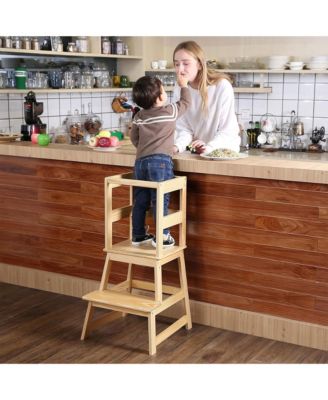 Kids Kitchen Step Stool Holds up to 150 Pounds with Safety Rail
