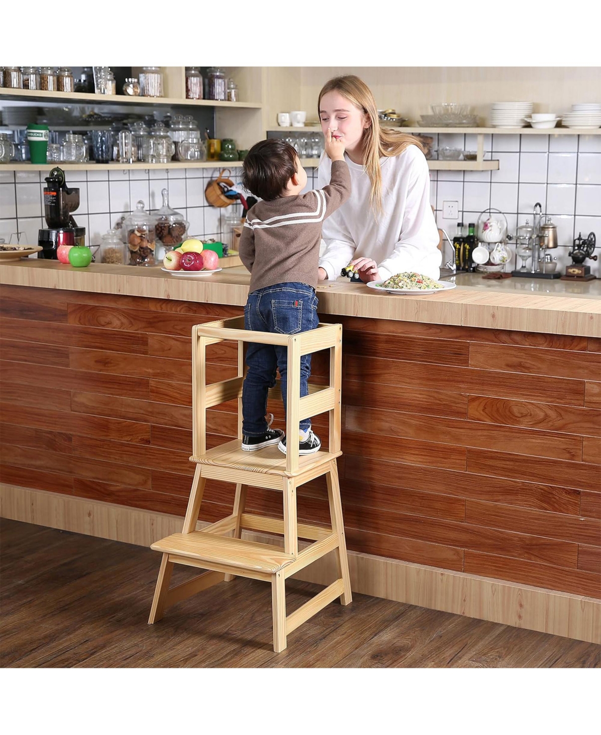 Sdadi Kids Kitchen Step Stool Holds up to 150 Pounds with Safety Rail