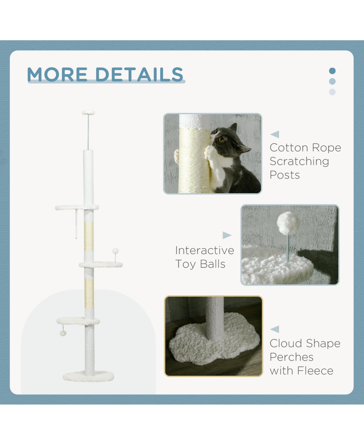 Aostirmotor 88.5"-100.5" Adjustable Height Cat Tree with Cloud Shape Platforms