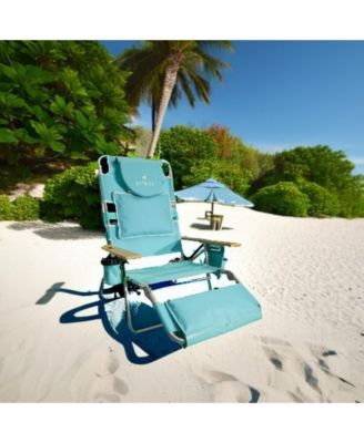 Deluxe 3N1 Lightweight Outdoor Beach Lounge Chair w/Footrest, Aqua