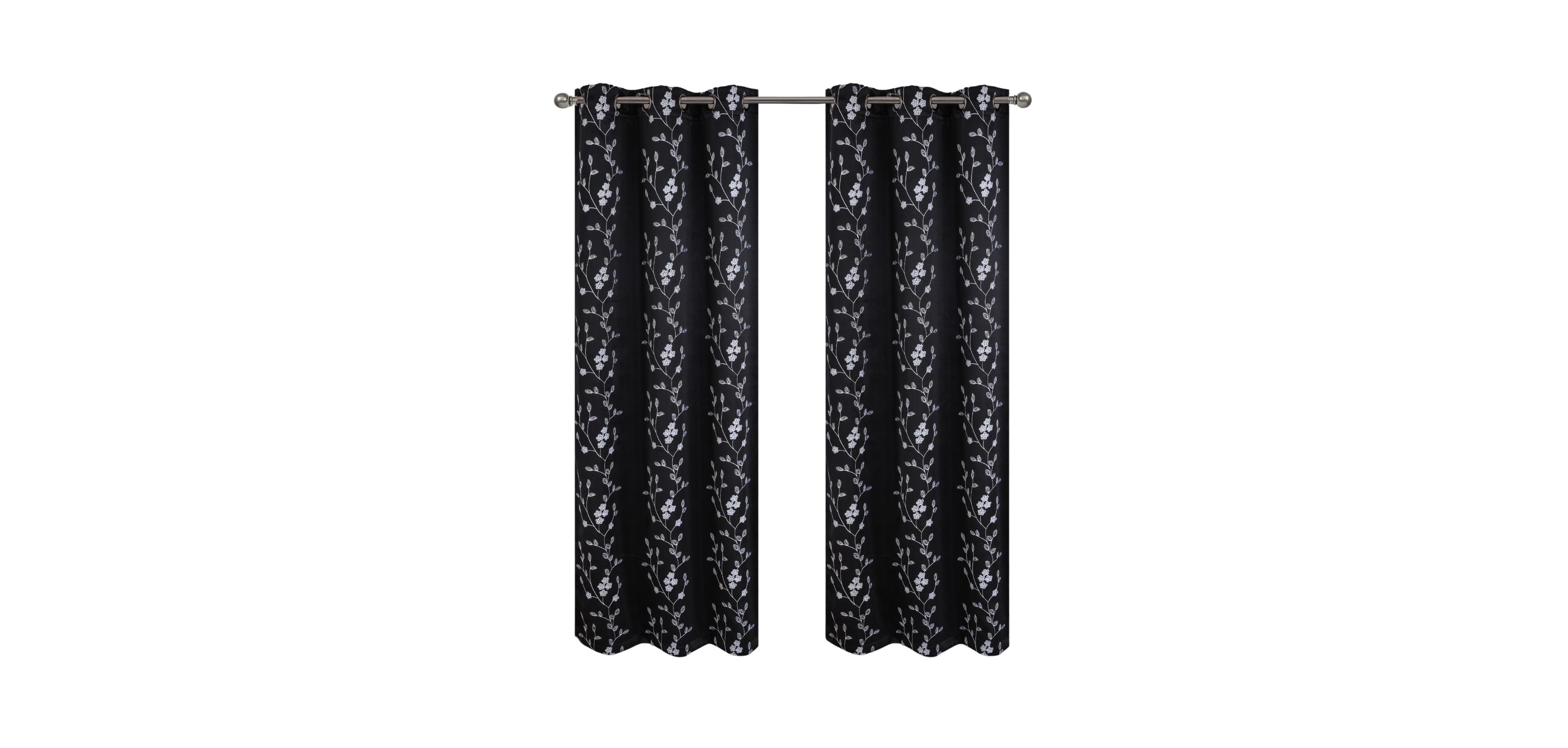 Rt Designers Collection Lilian Embroidered Blackout Luxurious Decorative Grommet Curtain Panel 54" x 84"