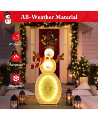 2.6 FT Lighted Snowman with 105 Built-in LED Lights Metal Stand Zip Tie Stakes