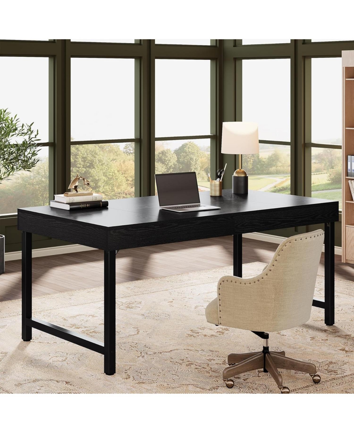 Tribesigns 55" Industrial Executive Desk, Rustic Simple Computer Laptop Desk, Study Writing Table Business Workstation