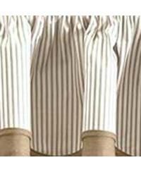Plaza Classic Ticking Stripe Printed on Natural Ground Double Layer Bradford Valance 58" x 15"