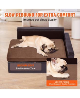 Faux Leather Pet Sofa for Medium Pets, Holds up to 110 lbs., Black