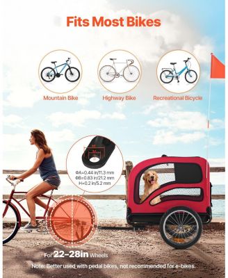 Heavy-Duty Pet Bike Trailer with Internal Leash, Holds up to 100 lbs