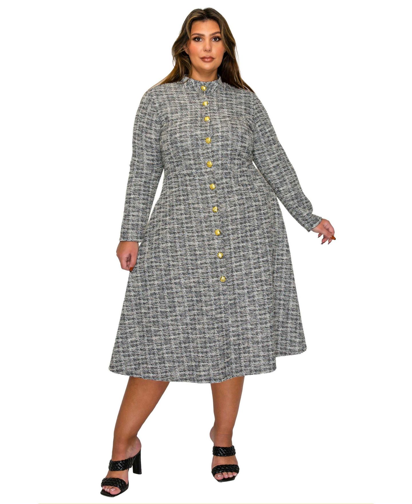 Женское платье L I V D Plus Size Chelsea Button, цвет: Чёрный — фото 1