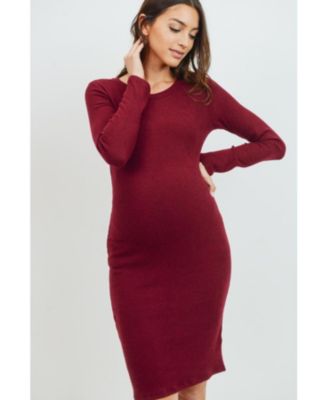 Maternity Ribbed Knit Long Sleeve Dress