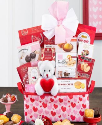 Valentine's Day Sweets Gift Baskets with Plush Bear, 13-Pc.