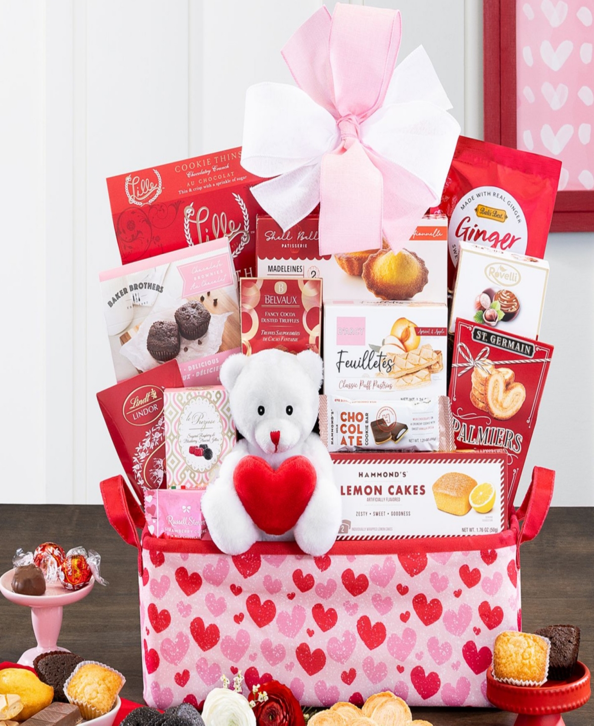 Wine Country Gift Baskets Valentine's Day Sweets Gift Baskets with Plush Bear, 13-Pc.