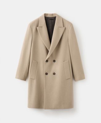 Men's Long Double-Breasted Wool Coat
