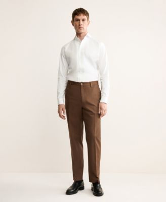 Men's Regular Fit Pleated Cotton Pants