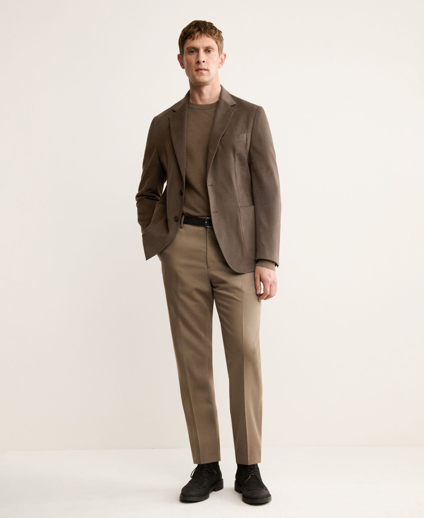Мужской пиджак MANGO Structured Slim Fit Cotton Blazer, цвет: Карамельный — фото 2