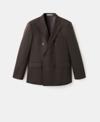 Men's Italian Wool Double-Breasted Suit Jacket