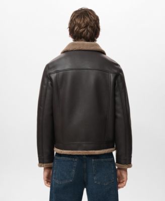 Men's Faux-Leather Fleece Jacket