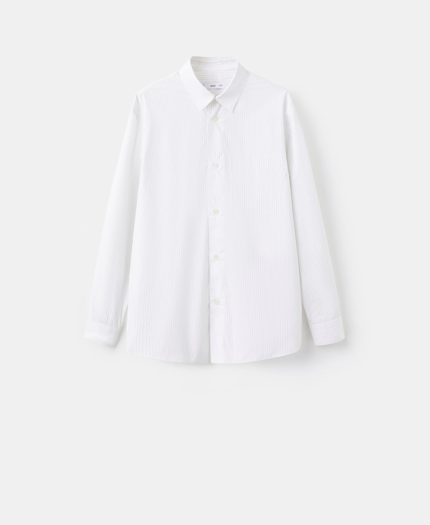 Мужская рубашка Mango Cotton Striped Relaxed-Fit, цвет: Белый — фото 5