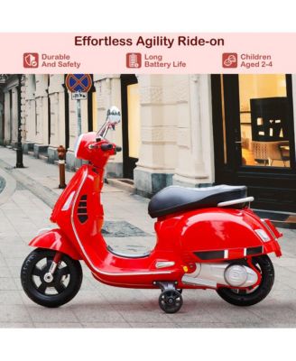 6V 2 MPH Kids Ride-On Motorcycle with Training Wheels, Foot Pedal Drive & MP3 Player