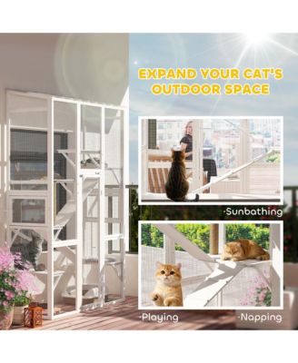 Outdoor Catio Cat Enclosure w/ Platforms, Scratching Post,