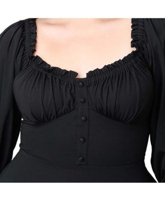 Plus Size Peasant Sleeve Swing Dress