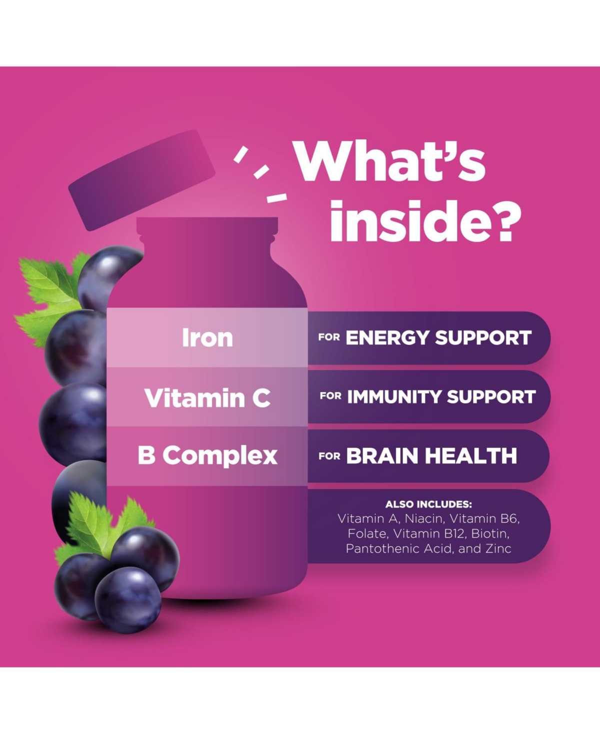 Phy Iron Gummies for Kids, Grape, 120ct