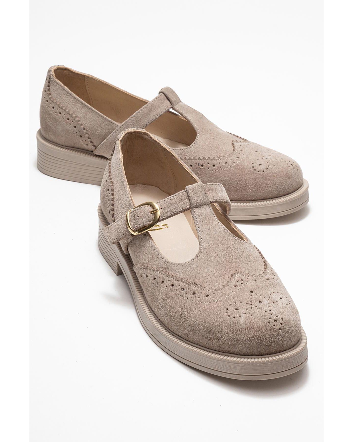 Женские туфли Forever & Always Shoes Janney Leather Strap, цвет: Бежевый замшевый кожаный — фото 6