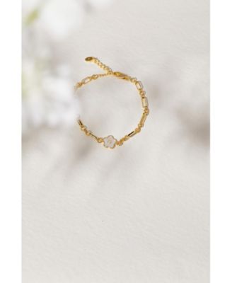 Mother Of Pearl Daisy Charm Chain Bracelet