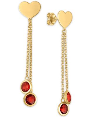 Garnet (4-3/4 ct. t.w.) Polished Heart Drop Earrings in 14k Gold Over Sterling Silver (Also available in Citrine)