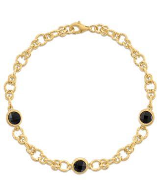Amethyst (2-3/8 ct. t.w.) Station Diamond Cut Circle Bracelet in 14k Gold Over Sterling Silver (Also Available in Citrine and Onyx)