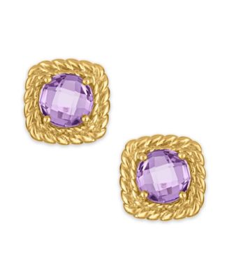 Pink Amethyst (3 ct. t.w.) Braided Stud Earrings in 14k Gold Over Sterling Silver
