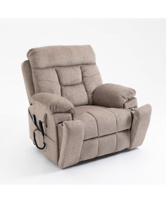 Electric Lift Recliner Chair with Heating and Massage, Power Lift Sofa Chair with 2 Cup Holders, Storage Pocket, 2 remote controls