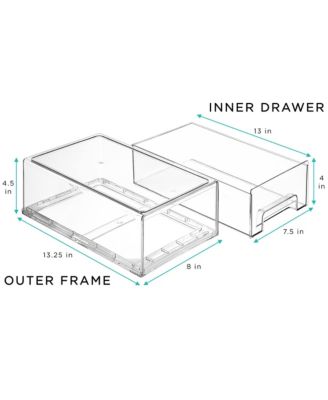6 Pack Medium Clear Stackable Refrigerator Drawers with Handle - for Kitchen, Freezer & More