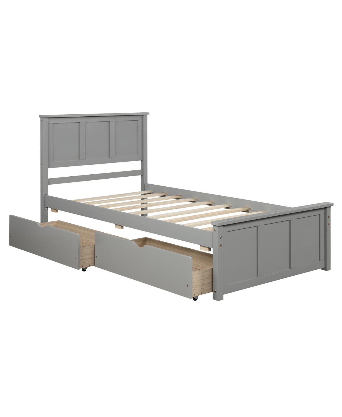 Boyel Living Full Wood Platform Bed with House-shaped Storage Headboard and 2 Drawers