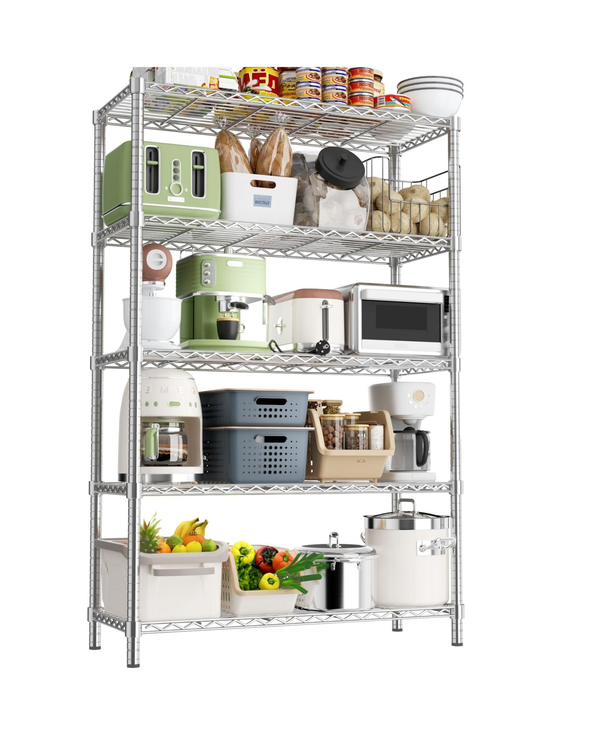 Lovmor 5-Tier 36 in W x 72 in H x 14 in D Height Adjustable Garage Wire Shelving Unit