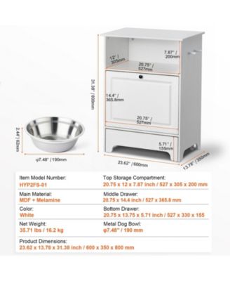 Elevated Pet Feeding Station with Tilt-Out Storage Cabinet, Small