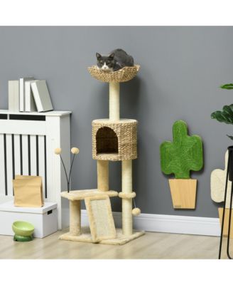 45" Cat Tree with Scratching Posts, Ramp, Condo, Toy Balls