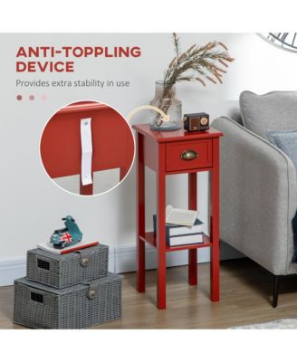 2-Tier Side Table with Drawer Shelf, End Table