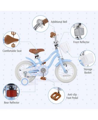 12 Inch Kids Bike with Adjustable Handlebar and Seat for 3-4 Year Old