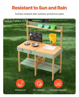 Outdoor Mud Kitchen with Planter Box, Blackboard & Faucet