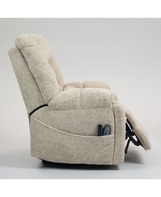 Chenille Power Lift Recliner Chair with Heat and Massage, 4 OKIN Motors, Lift Chair with Adjustable Headrest and Lumbar