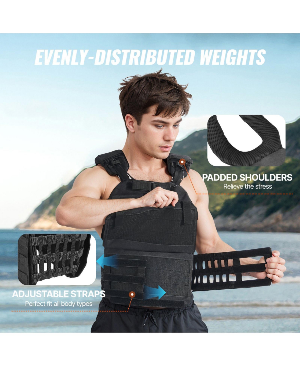 Mecale Weighted Vest, 40 lb Adjustable Workout Vest for Men and Women, Strength and Endurance Training for Running, Jogging and Fitness