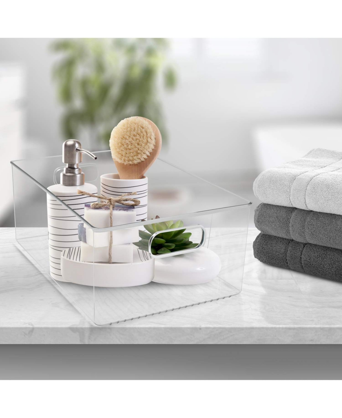 Sorbus 3 Pack Large Clear Plastic Container Bins - Great for Organizing the Kitchen, Fridge, Pantry and More