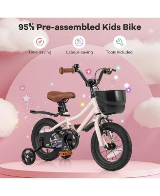 14 Inches Kids Bike with Basket and Adjustable Handlebar for 3-8 Years Old
