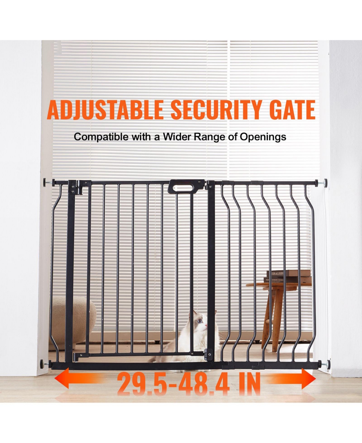 Cozito Extra-Wide Walk-Thru Safety Gate with Auto-Close, 29.5"-48.4", Black